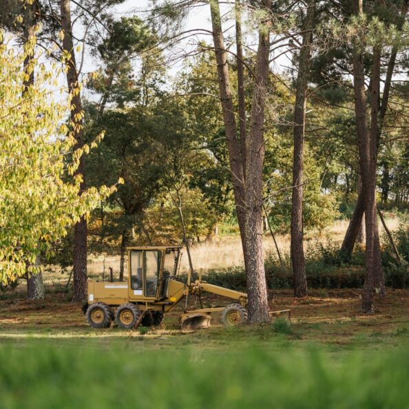 Tractor working on the farm , a modern agricultural transport,